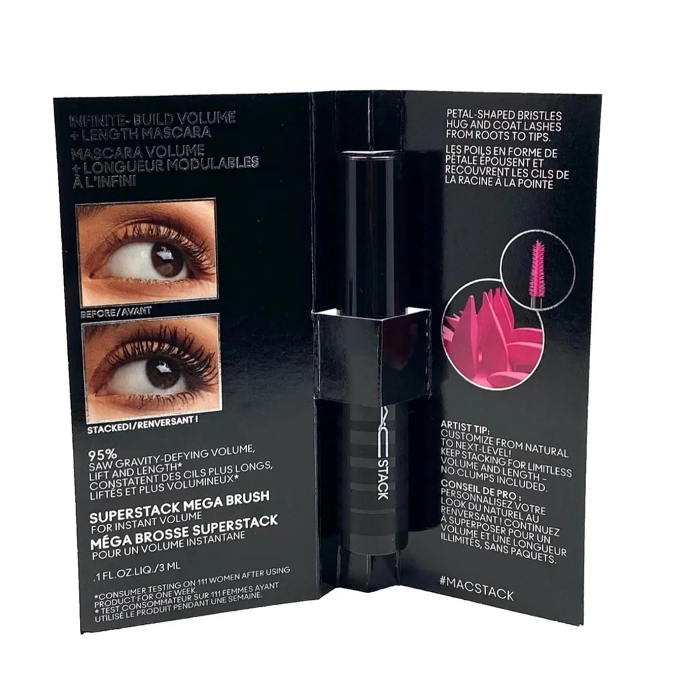 MAC Stack Mascara Superstack Mega Brush Black Mascara Travel Size 0.1 oz / 3 ml